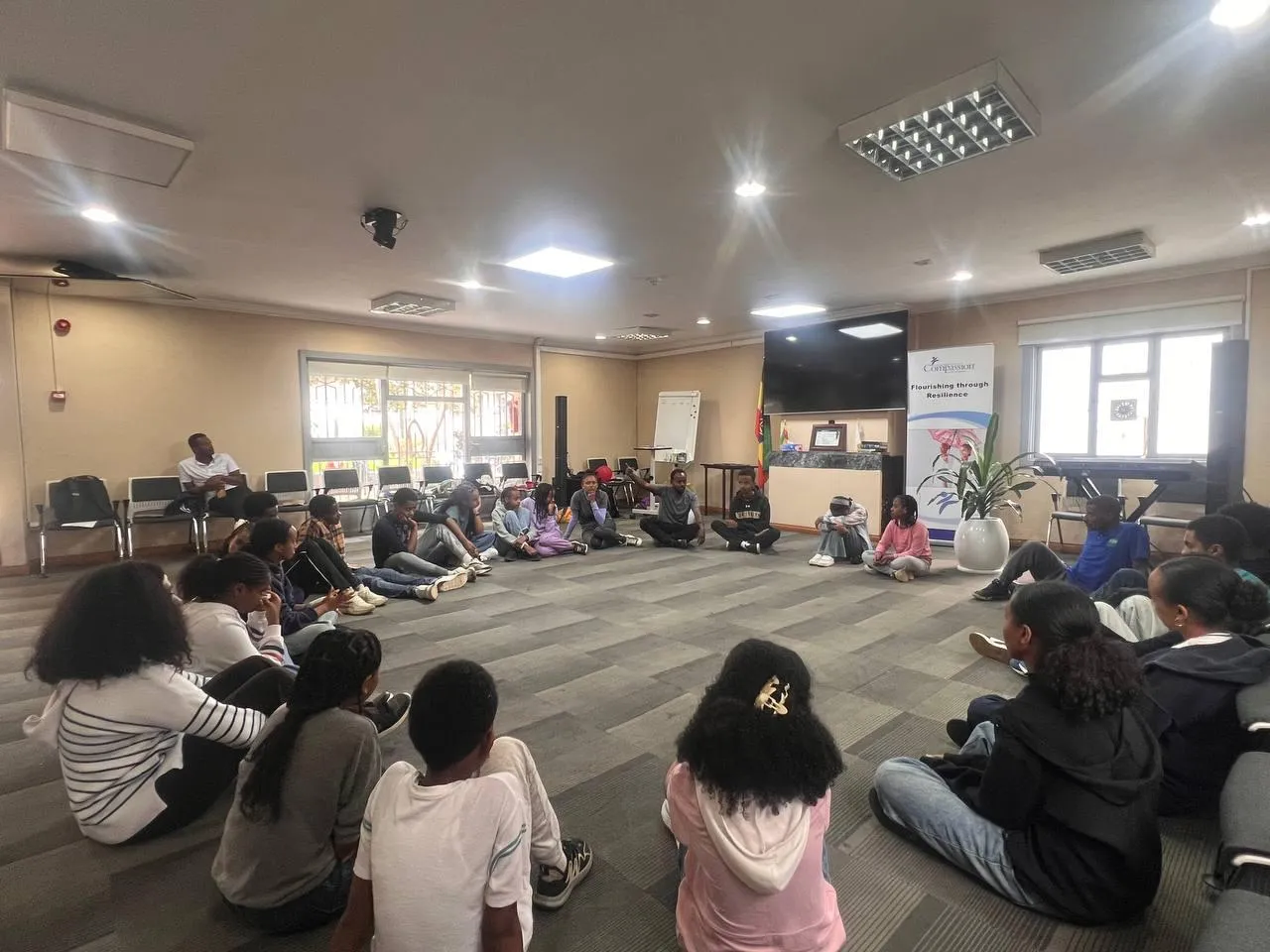 Youth participating in a group learning session